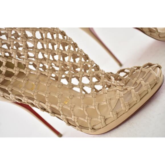 Christian Louboutin Porligat 120 Nu Nude Beige Caged Boot Bootie Heel Pump 37 - Picture 6 of 13